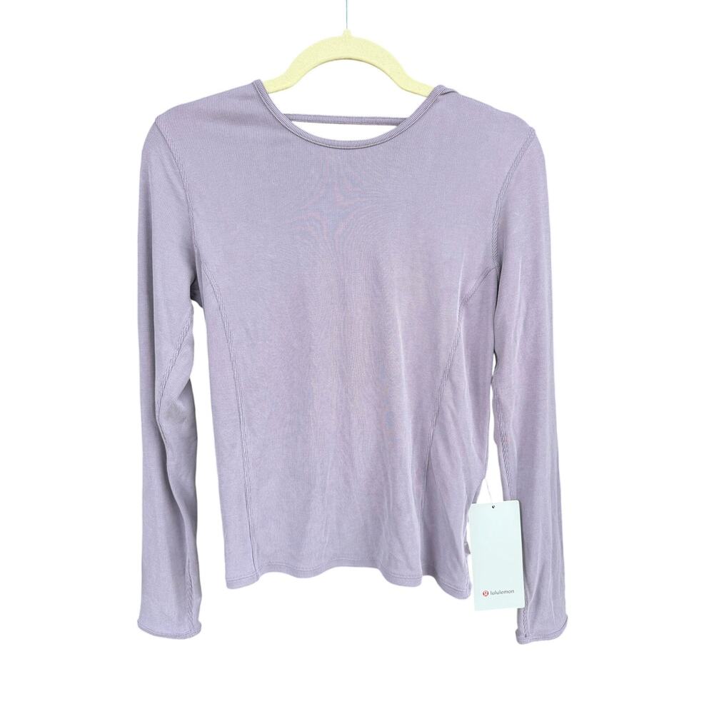 Lululemon Twist-Back Soft Ribbed Long-Sleeve Top Purple Ash NWT 4